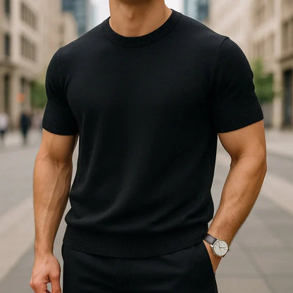 Men's Merino and Cashmere T-Shirt with Crew Neck
