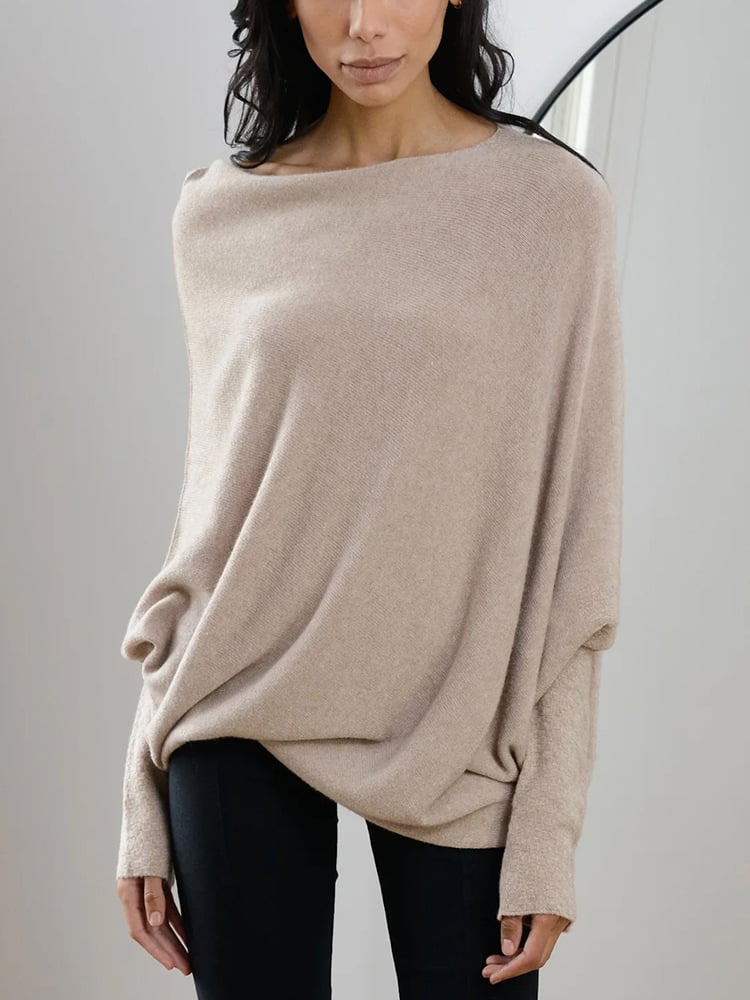 Women's Cashmere Blend Jumper with Ribbed Trims