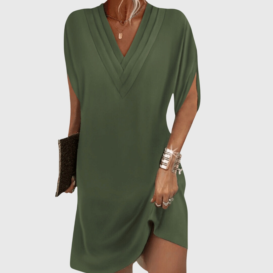 Women's Draped Dress with Gathered Waist