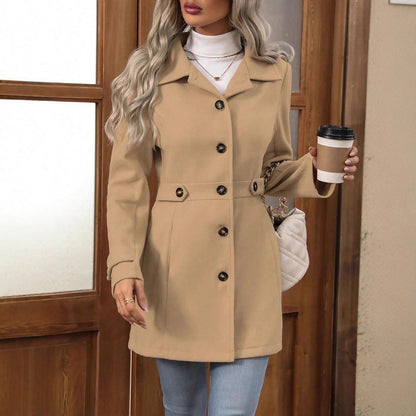 Women's Belted Trench Coat with Notch Lapels