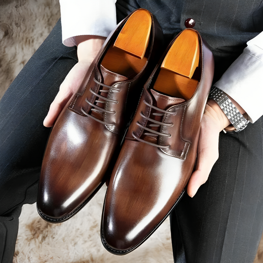 Men's Leather Shoes with Lace-Up Front