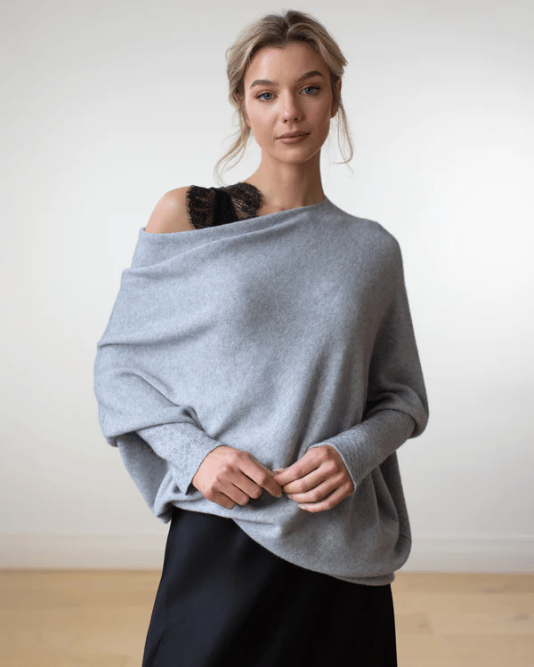 Women's Cashmere Blend Jumper with Ribbed Trims