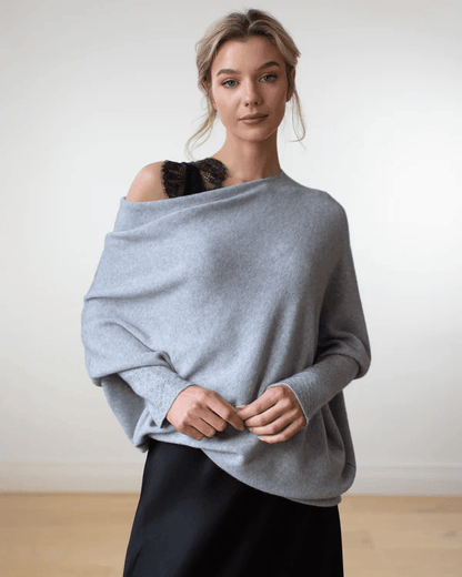 Women's Cashmere Blend Jumper with Ribbed Trims