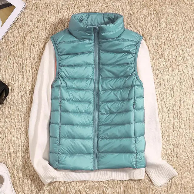 Women's Lightweight Padded Gilet with Stand Collar
