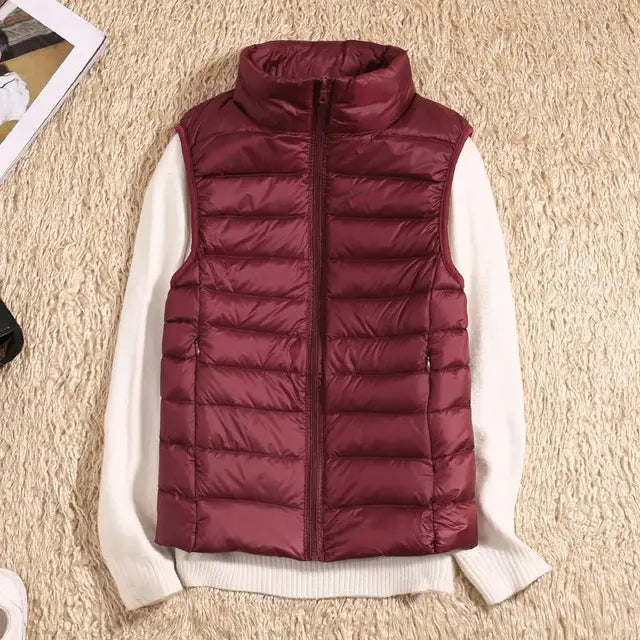 Women's Lightweight Padded Gilet with Stand Collar