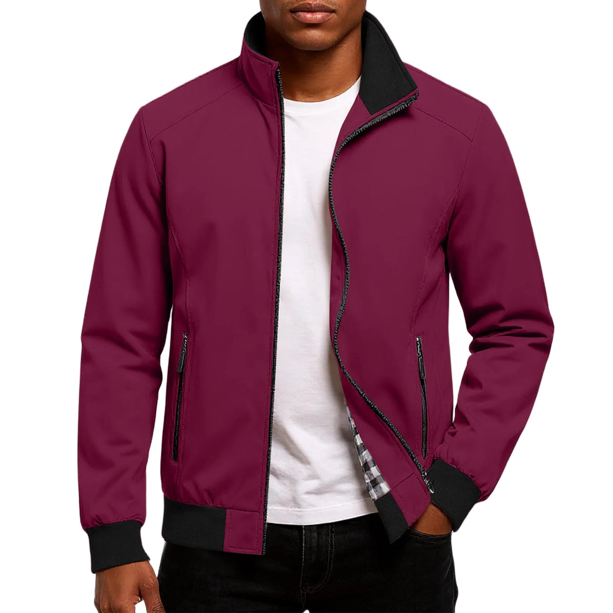 Men's Bomber Jacket with Ribbed Trims