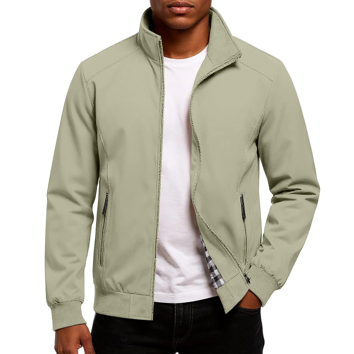 Men's Bomber Jacket with Ribbed Trims