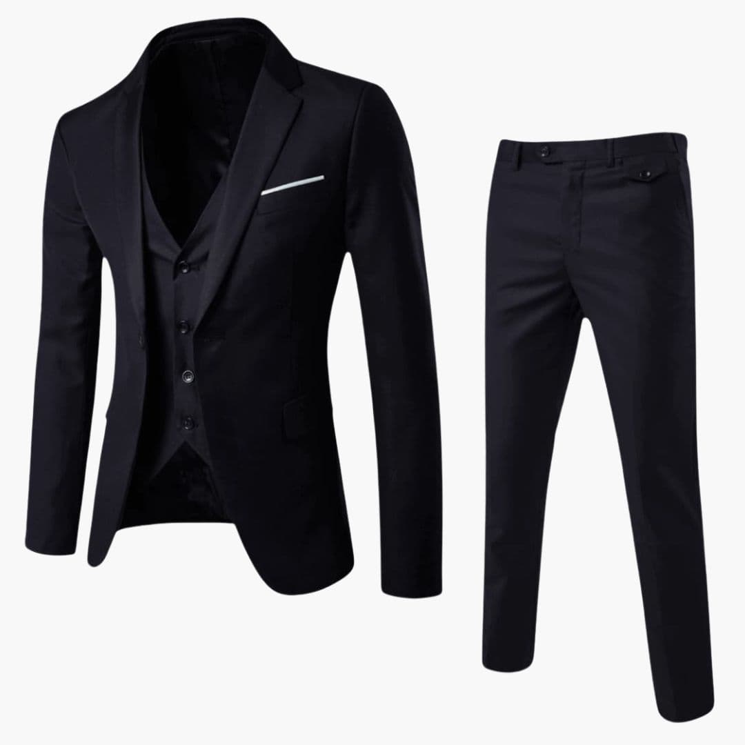 Men's Three-Piece Suit with Notch Lapels