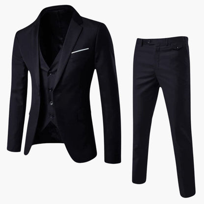 Men's Three-Piece Suit with Notch Lapels
