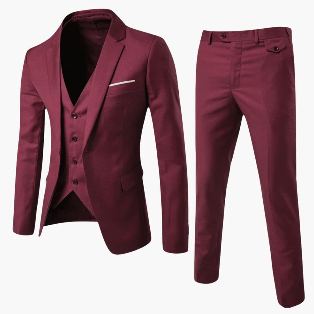 Men's Three-Piece Suit with Notch Lapels