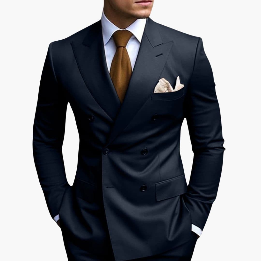 Men's Slim-Fit Two-Piece Suit with Notch Lapels