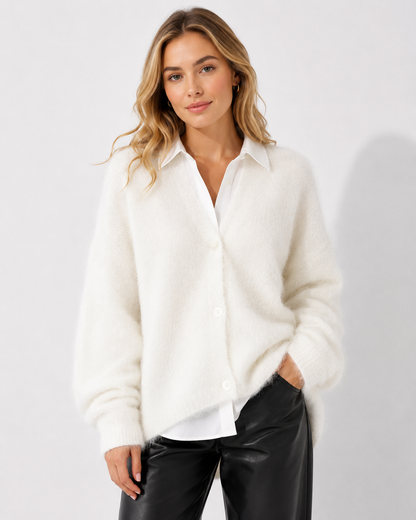 Women's Brushed Knit Cardigan with V-Neck
