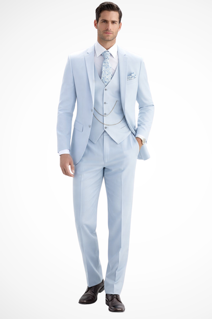 Men's Three-Piece Suit with Chain-Detail Waistcoat