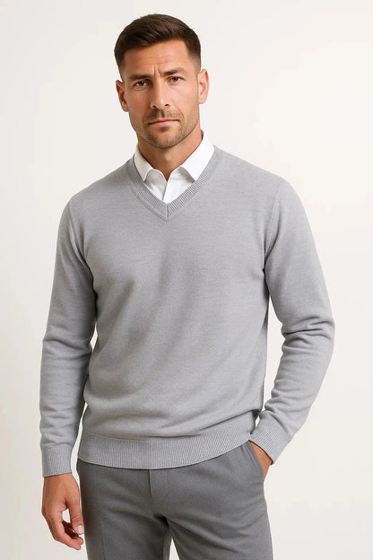 Men's Cashmere Blend Jumper with V-Neck