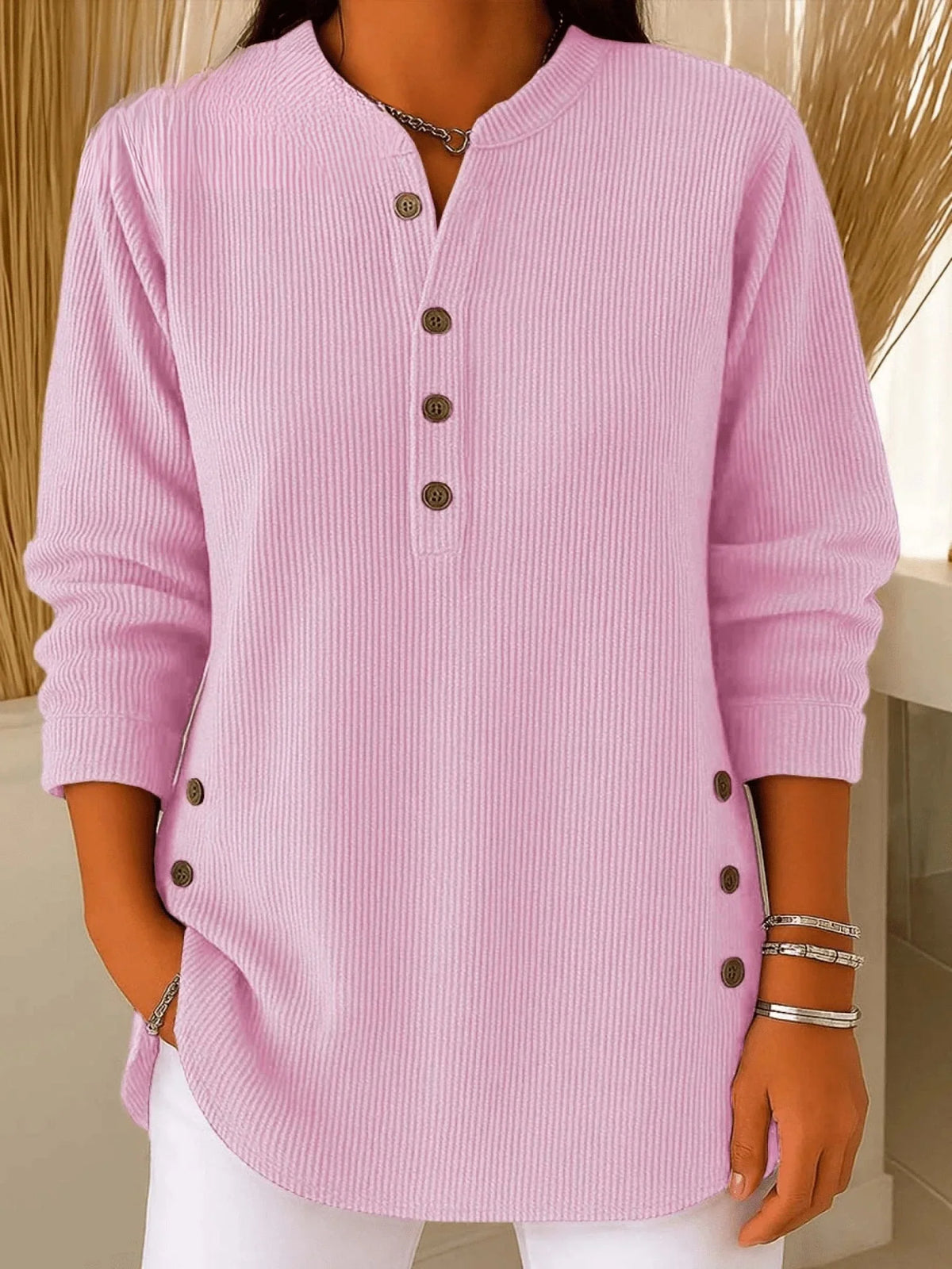 Women's Longline Long Top – Pink