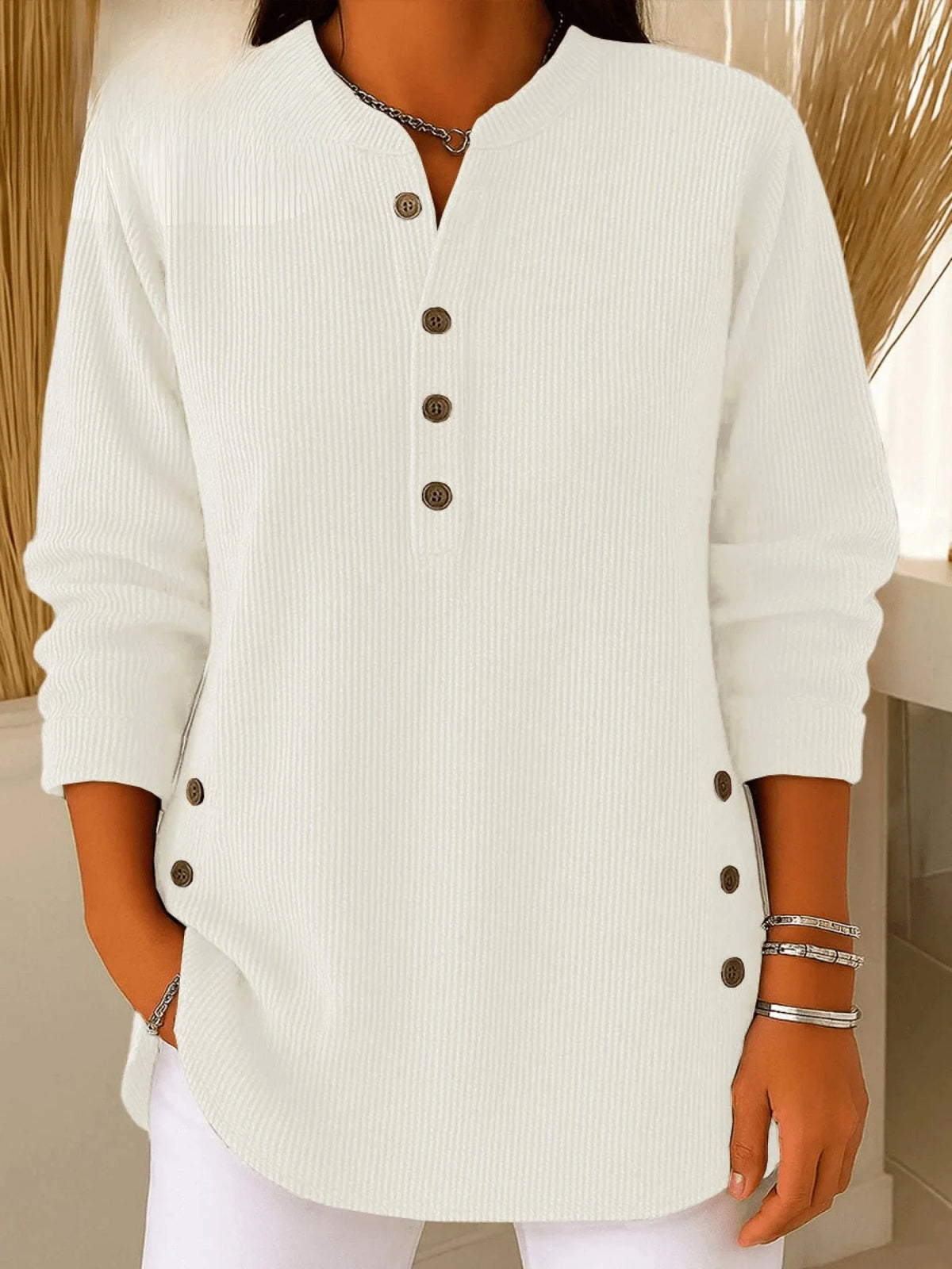 Women's Longline Long Top – White