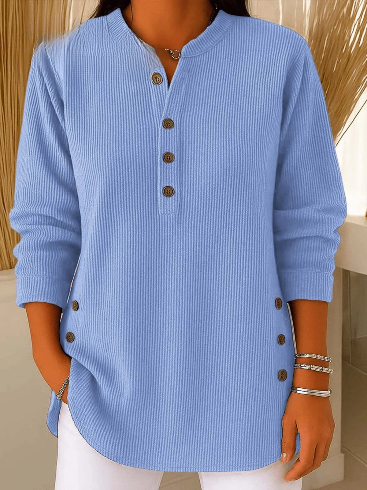 Women's Longline Long Top – Light Blue