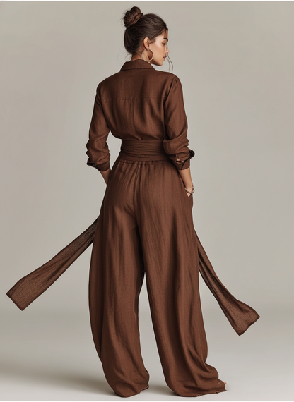 Women's Wide-Leg Jumpsuit with Tie Waist