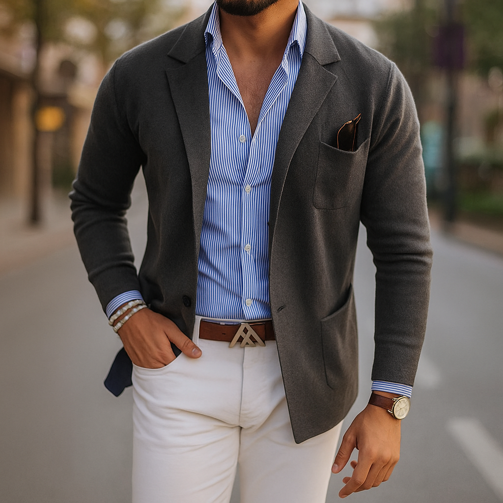 Men's Blazer with Single-Breasted Front