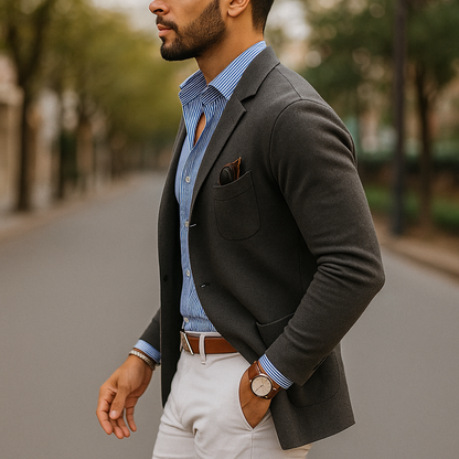 Men's Blazer with Single-Breasted Front