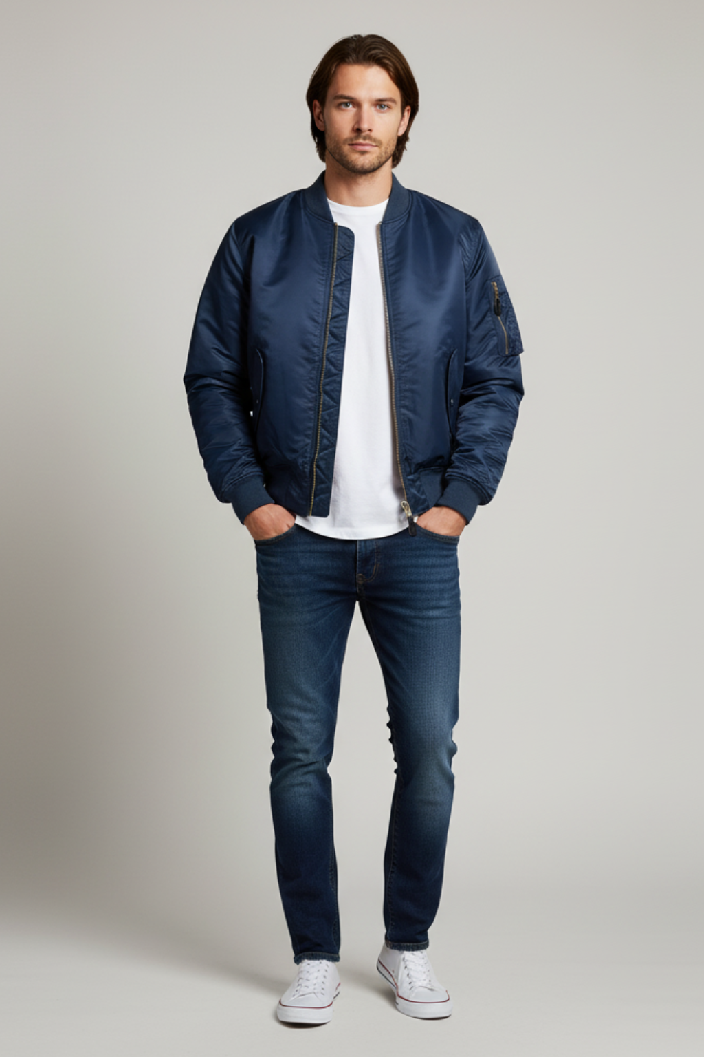 Men's Bomber Jacket with Waterproof Finish