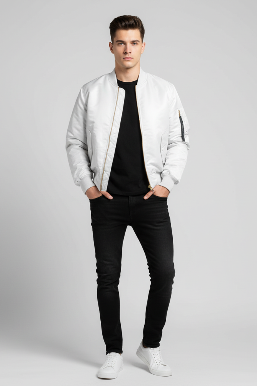 Men's Bomber Jacket with Waterproof Finish