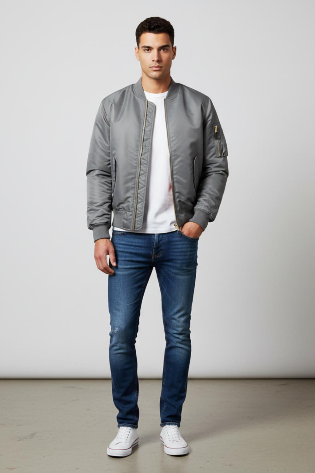 Men's Bomber Jacket with Waterproof Finish