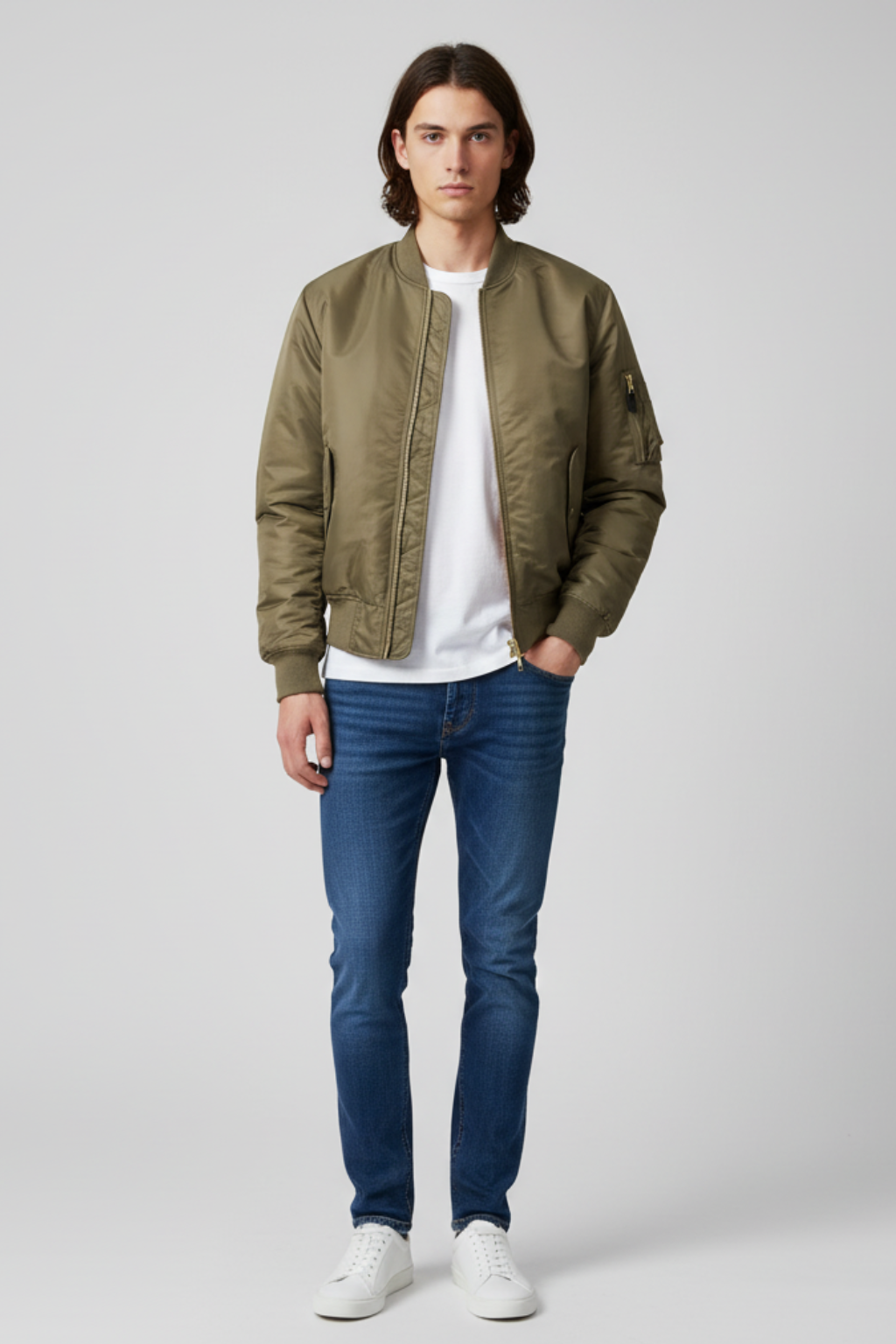 Men's Bomber Jacket with Waterproof Finish