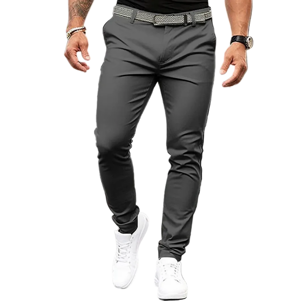 Men's Slim-Fit Chino Pants with Textured Belt-1