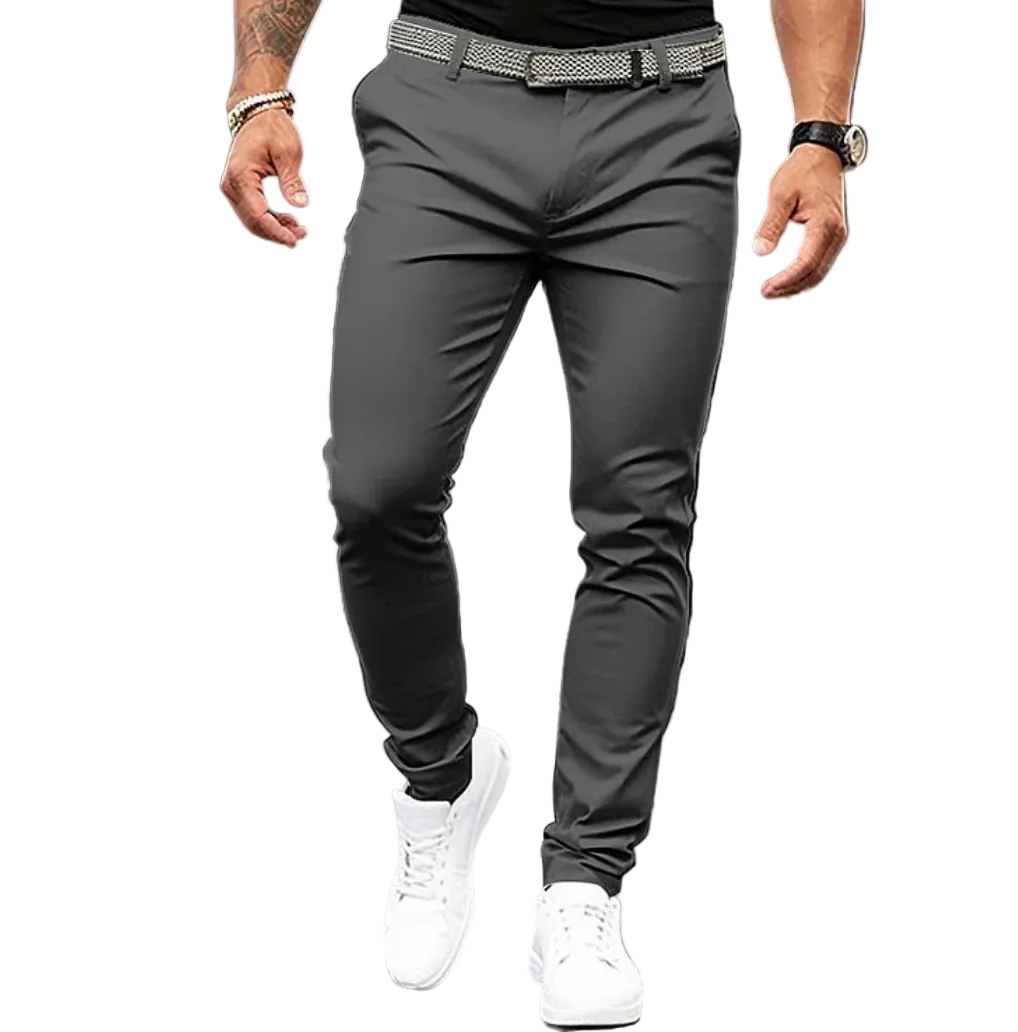Men's Slim-Fit Chino Pants with Textured Belt-1