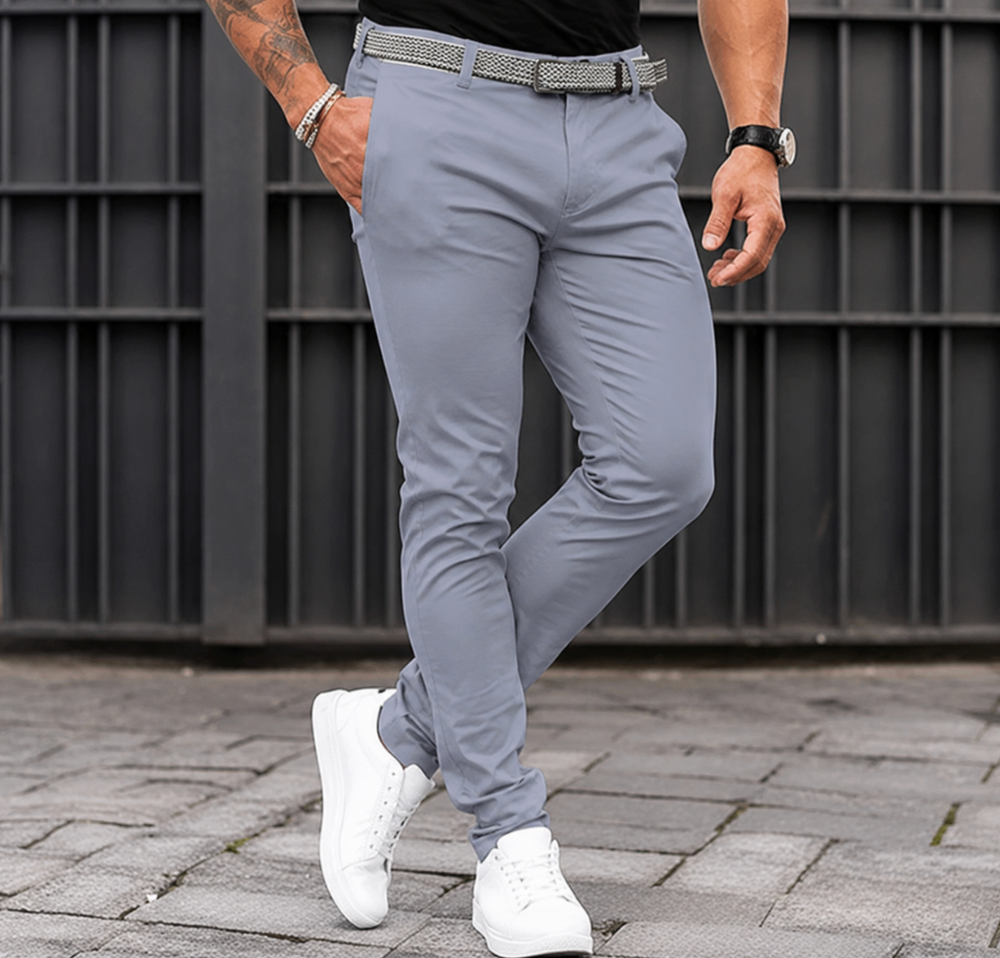 Men's Slim-Fit Chino Pants with Textured Belt-2