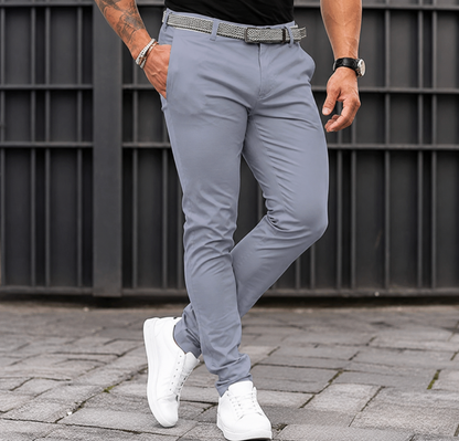 Men's Slim-Fit Chino Pants with Textured Belt-2