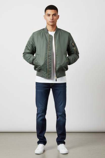 Men's Bomber Jacket with Waterproof Finish