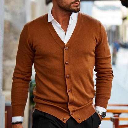 Men's Knitted Cardigan with V-Neck