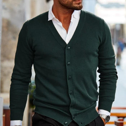 Men's Knitted Cardigan with V-Neck