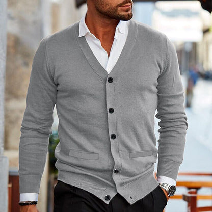 Men's Knitted Cardigan with V-Neck
