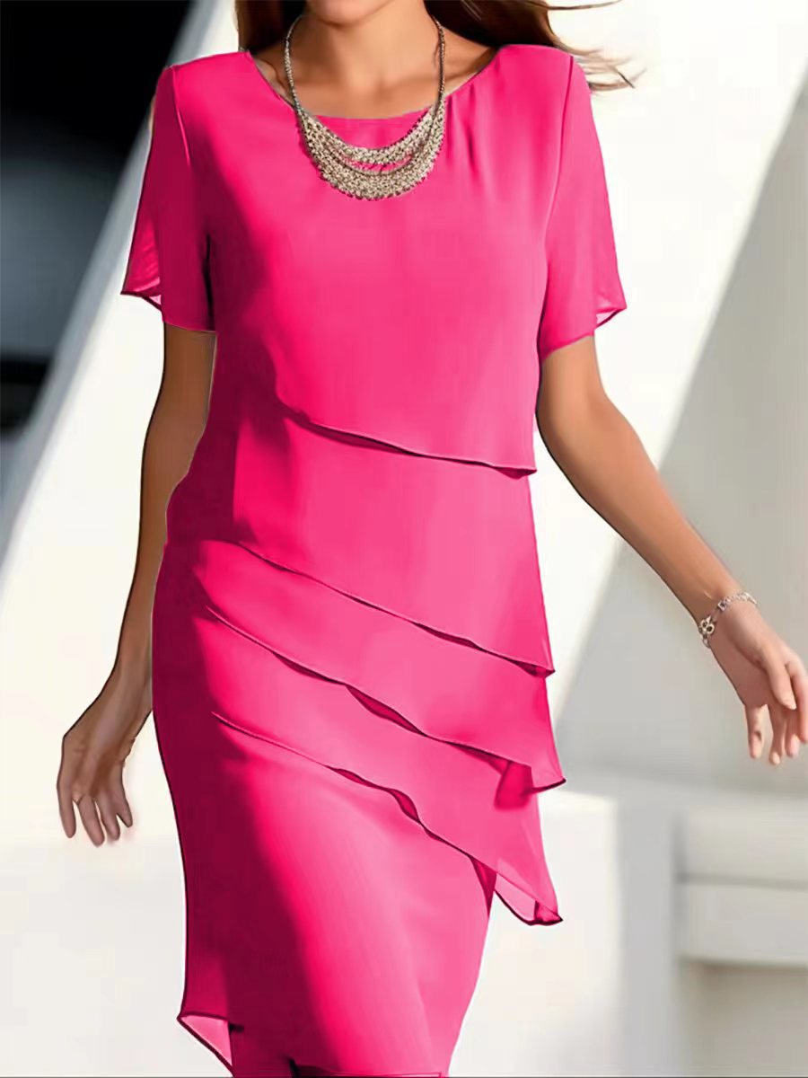Women's Pleated Chiffon Midi Dress