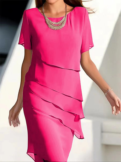 Women's Pleated Chiffon Midi Dress