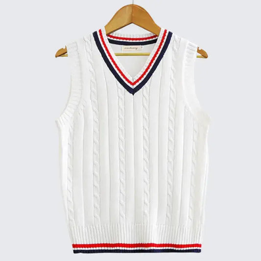 Women's Cable-Knit Vest with Contrast Tipping