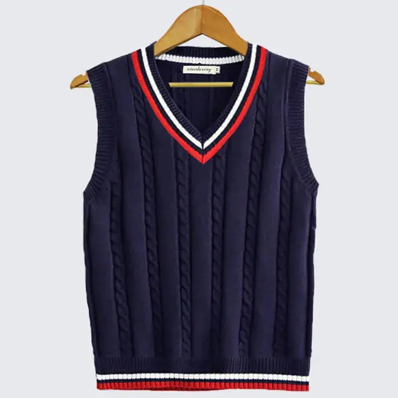 Women's Cable-Knit Vest with Contrast Tipping