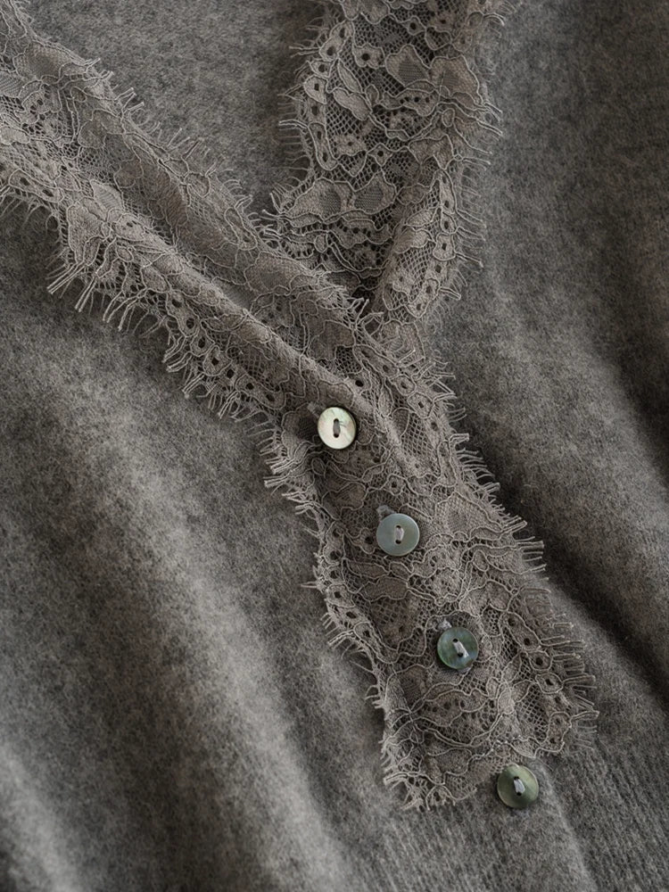 Women's Lace Knit Cardigan With V-Neck-51