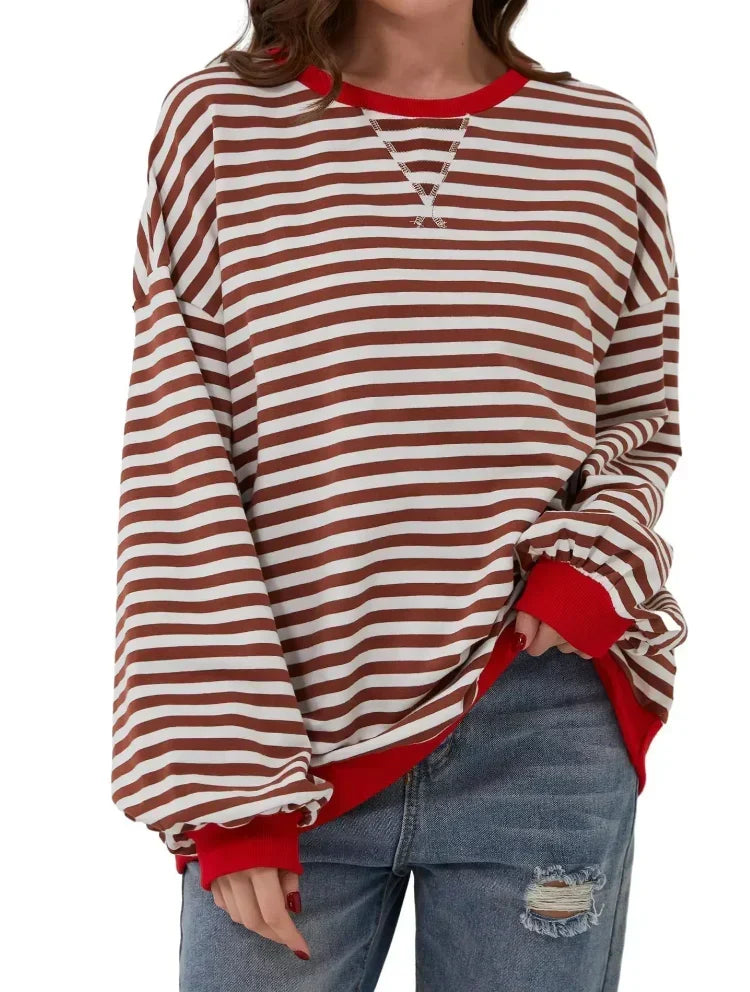 Nienke - Women's Striped Sweatshirt – Pink