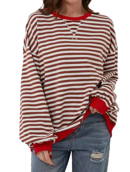 Nienke - Women's Striped Sweatshirt – Pink