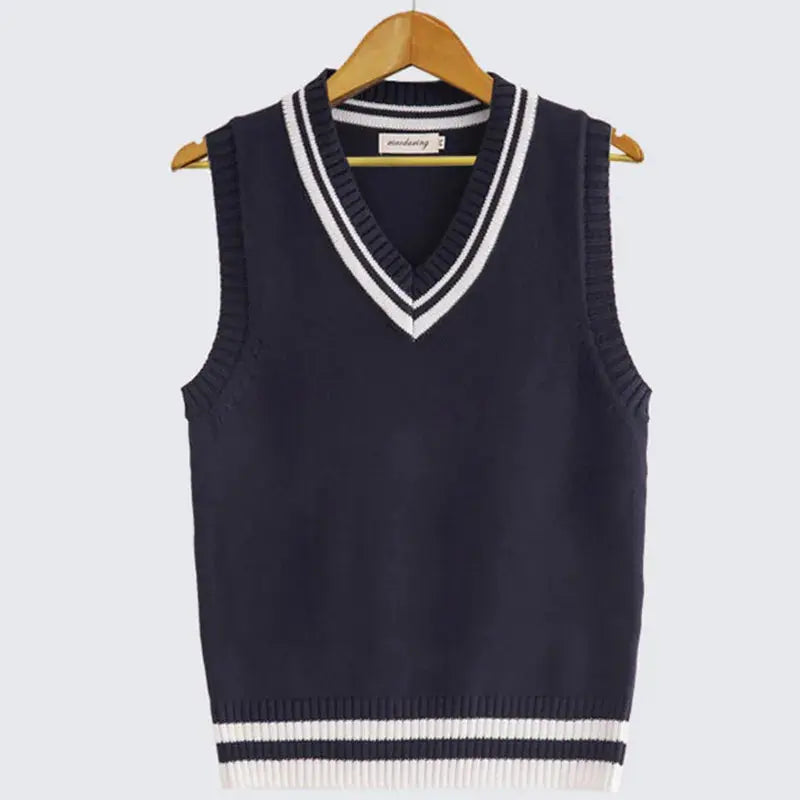 Women's Cable-Knit Vest with Contrast Tipping