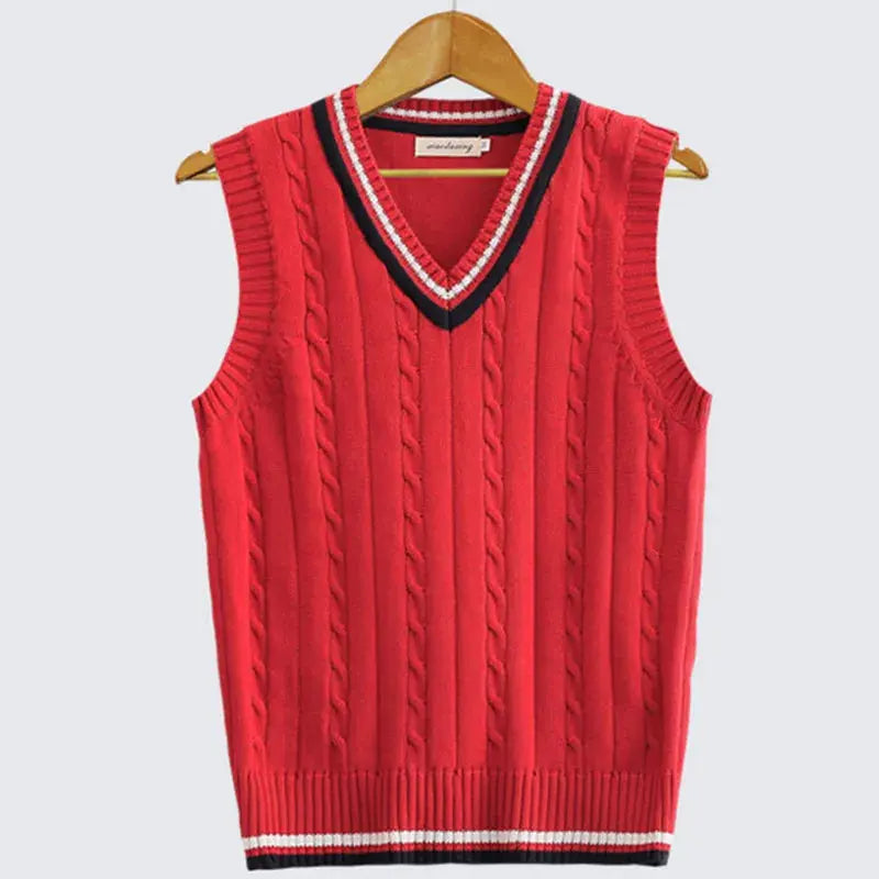 Women's Cable-Knit Vest with Contrast Tipping
