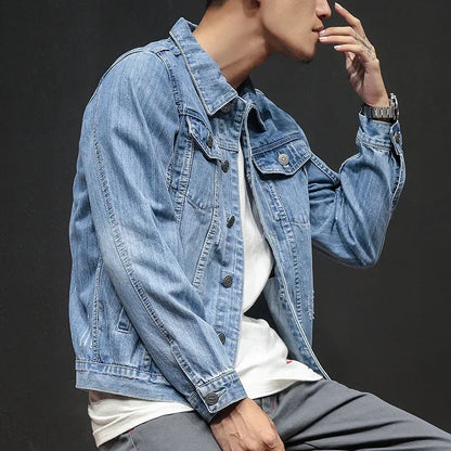 Men's Denim Jacket with Multiple Pockets