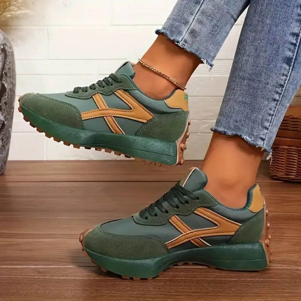 Women's Sneakers with Grip Sole and Cushioned Footbed