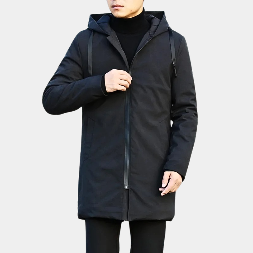 Men's Longline Hooded Coat with Quilted Lining