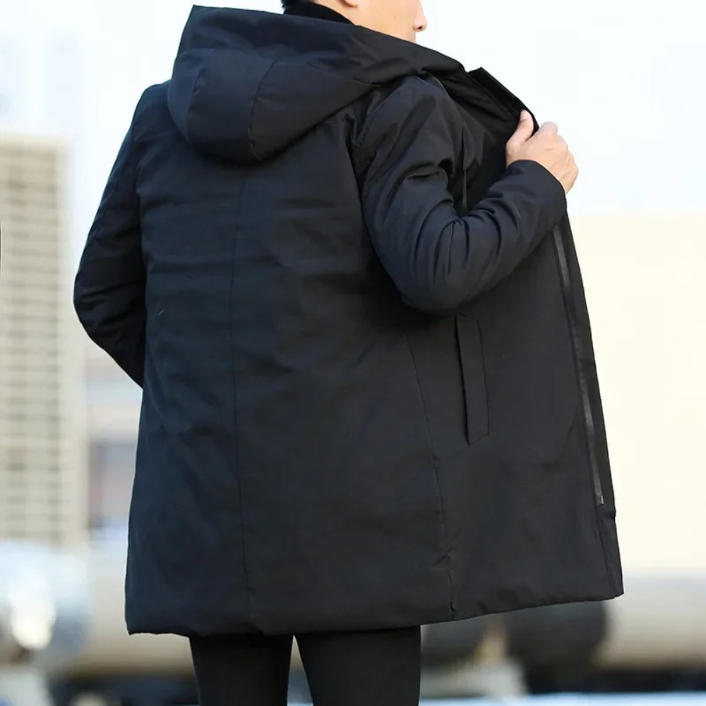 Men's Longline Hooded Coat with Quilted Lining