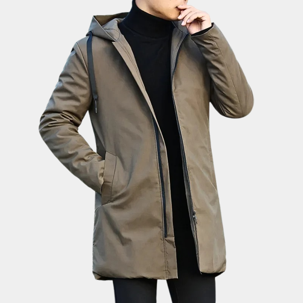 Men's Longline Hooded Coat with Quilted Lining